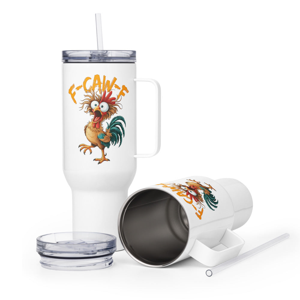 40 oz F Caw F Coffee Mug Tumbler with Handle White Elephant Gag Gift