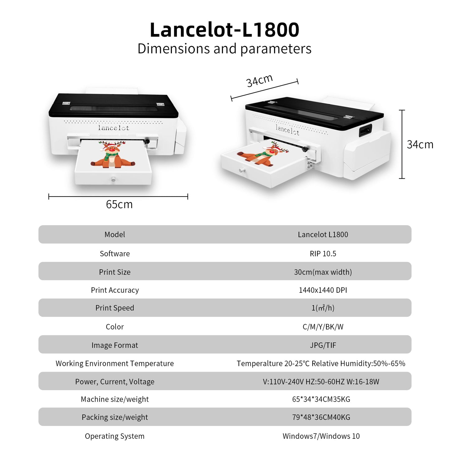 A3 DTF Printer Lancelot L1800 with Oven For Home T-Shirt Printing