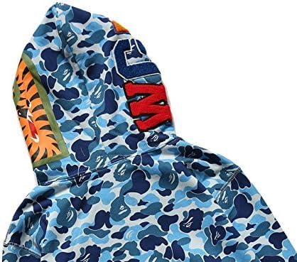 Unisex Shark Embroidery Y2k Zip Up Hoodie Couple Sweatshirts Jacket Asian Size