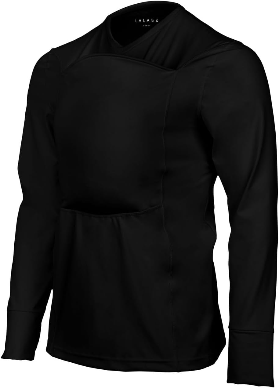 Blank Dad Shirt Baby Carrier Kangaroo Shirt For Dad And Baby Gifts Long Sleeve - Black