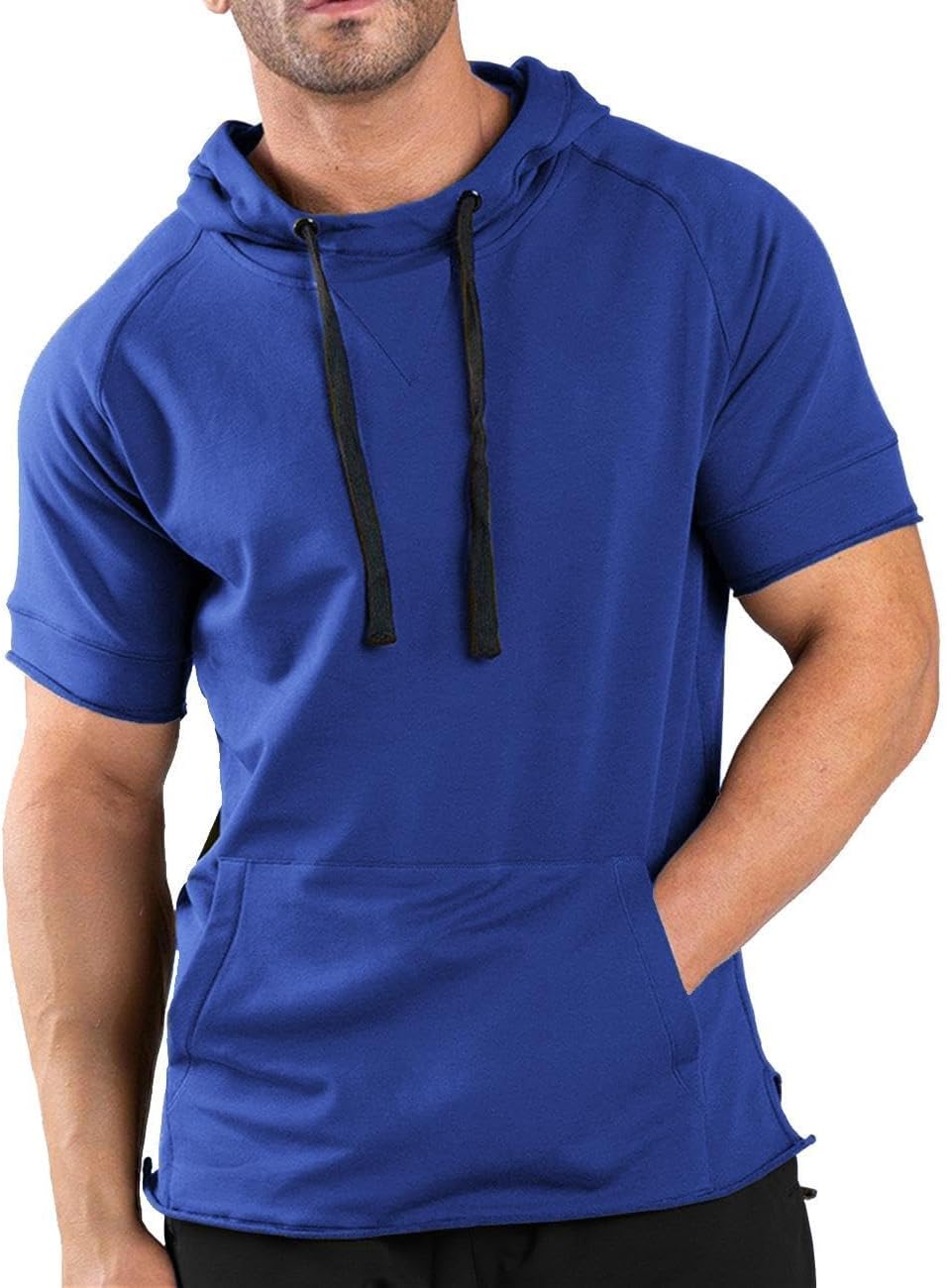 Blank Custom Wholesale Women Men Short Hoodie Pullover Sweatshirt Snorkel Blue Small