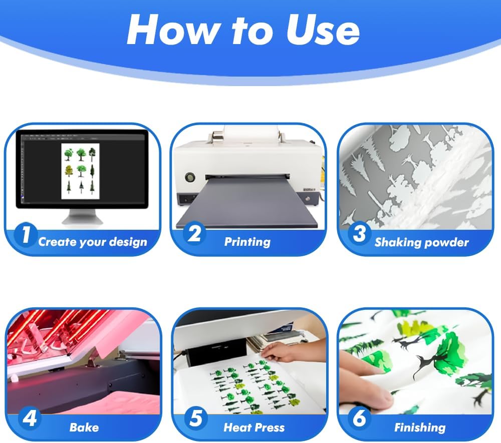 250ml 6-Color CMYKWW DTF Ink Set for L1800 L805 DX6 Heat Transfer