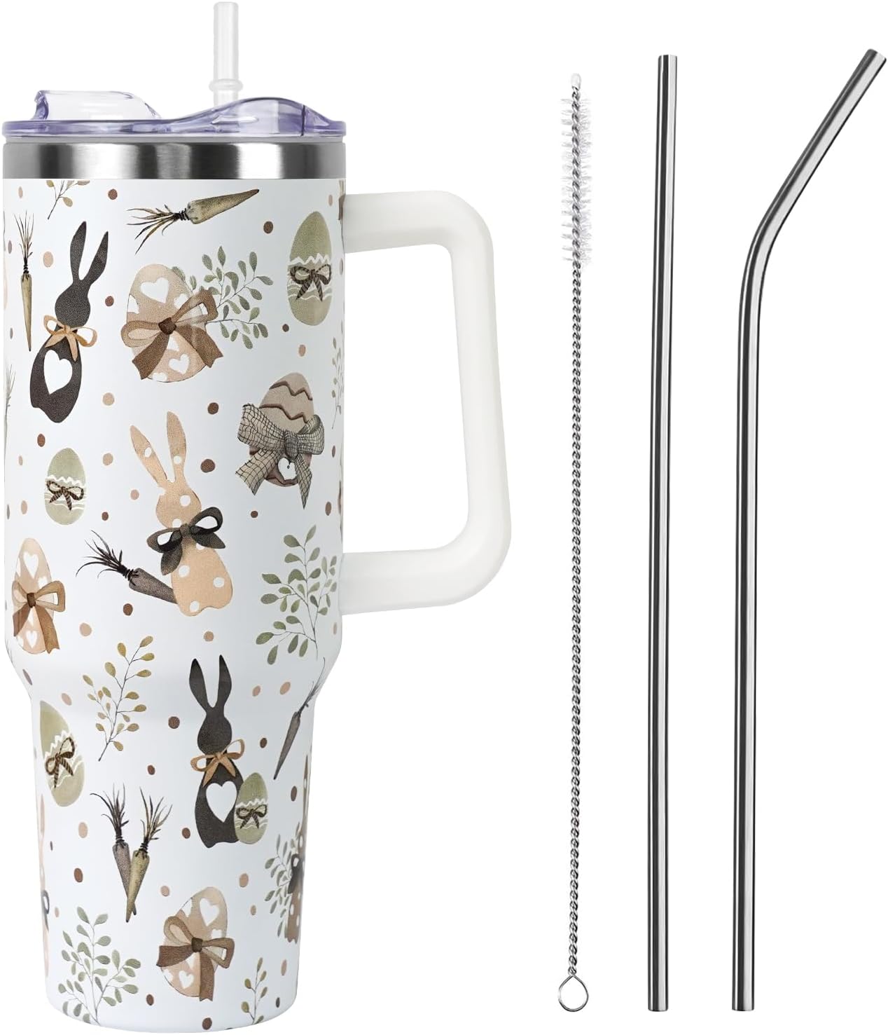 Christmas 40 oz Tumbler with Handle and Straw Lid,Cute Valentine's Day Spring Gift for Her Women Girlfriend Wife Red Heart Floral Vacuum Insulated Leak Proof Stainless Steel Coffee Cup Mug (Copy) (Copy) Easter Tumbler 1 40 Ounces