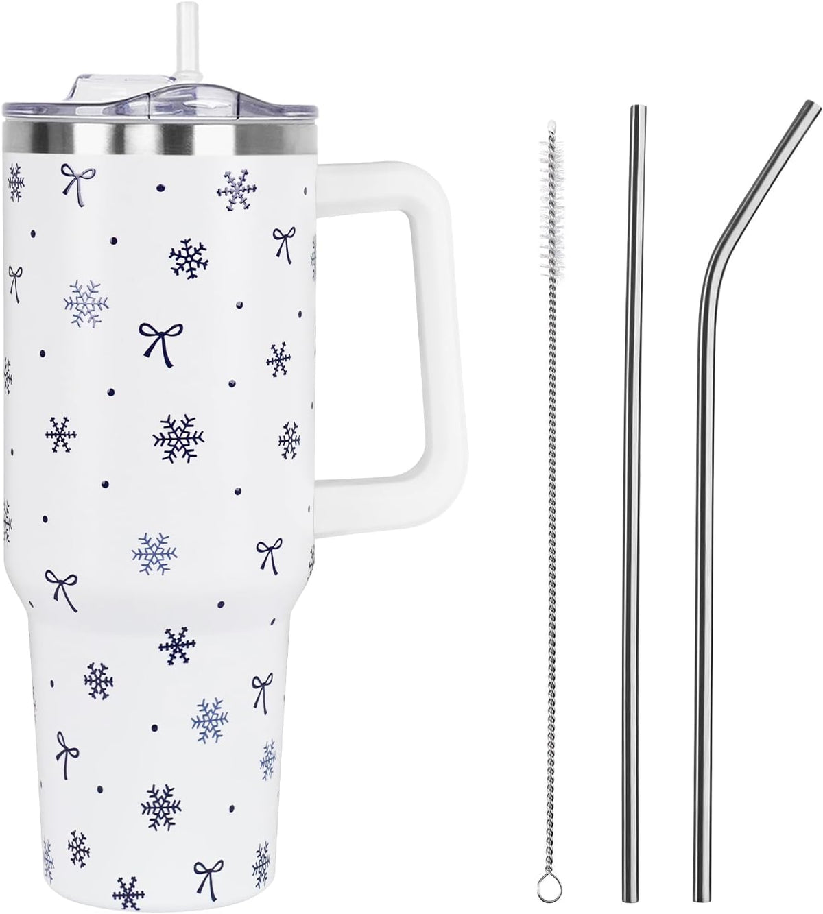 Christmas 40 oz Tumbler with Handle and Straw Lid,Cute Valentine's Day Spring Gift for Her Women Girlfriend Wife Red Heart Floral Vacuum Insulated Leak Proof Stainless Steel Coffee Cup Mug (Copy) (Copy) Holiday Tumblers 8 40 Ounces