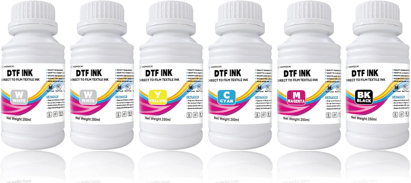 250ml 6-Color CMYKWW DTF Ink Set for L1800 L805 DX6 Heat Transfer - Colorsprinter