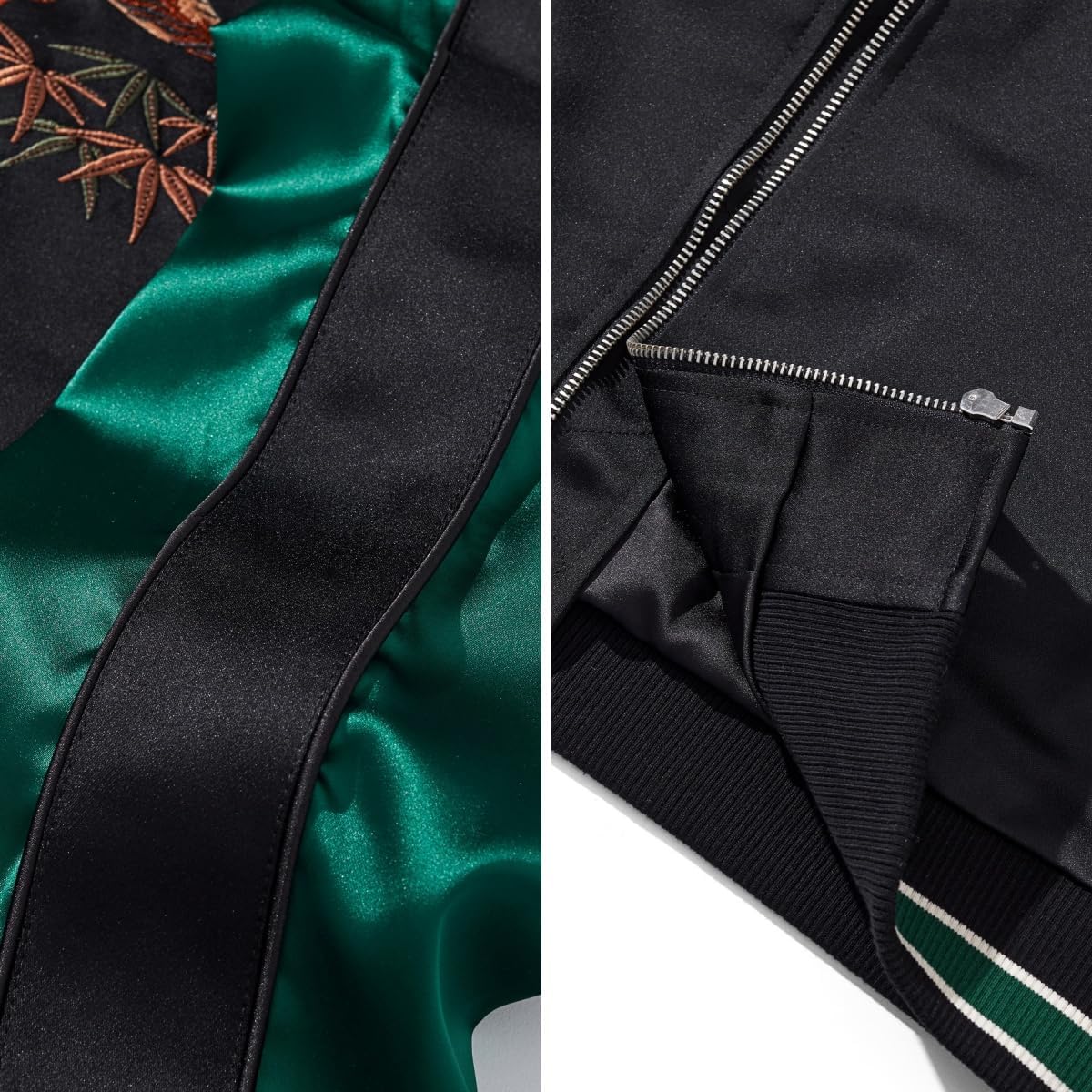 Tiger Embroidery Men's Bomber Jacket Japanese Hip Hop Streetwear