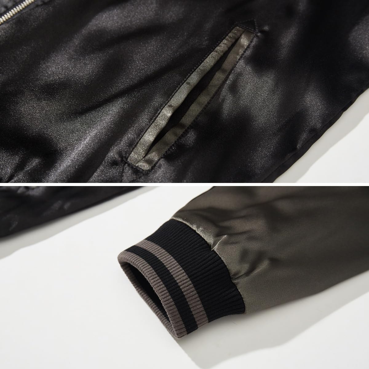 Dragon Embroidered Men's Bomber Jacket Satin Loose Streetwear