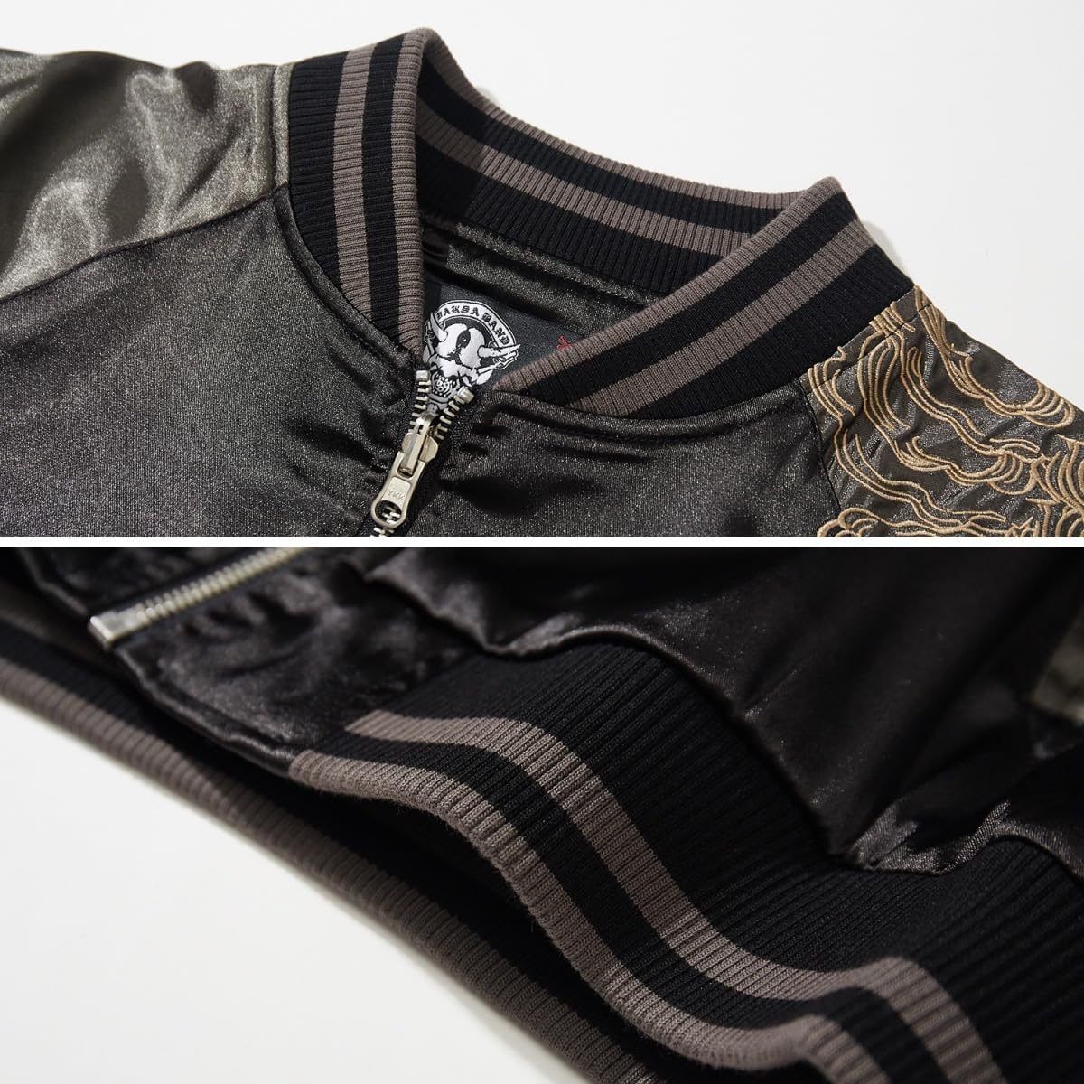 Dragon Embroidered Men's Bomber Jacket Satin Loose Streetwear