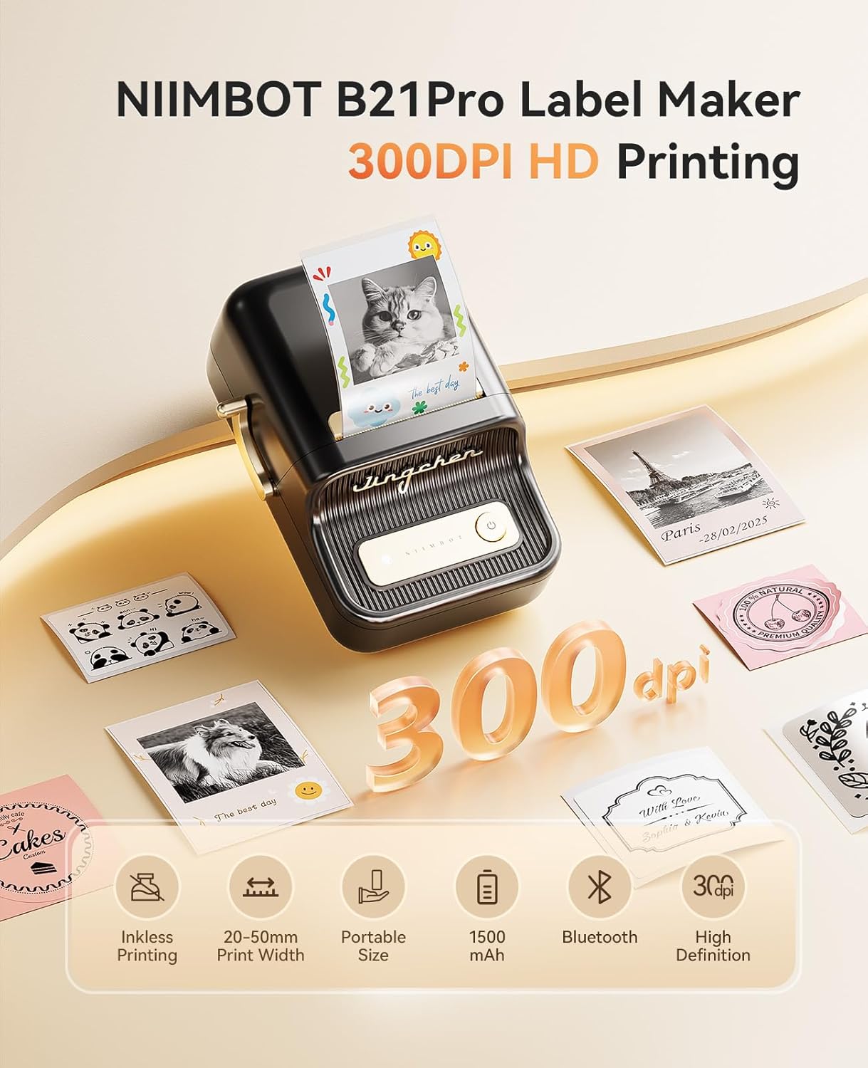 Portable 300DPI Thermal Photo Label Printer 50x30 Mm Notes Photos - Colorsprinter