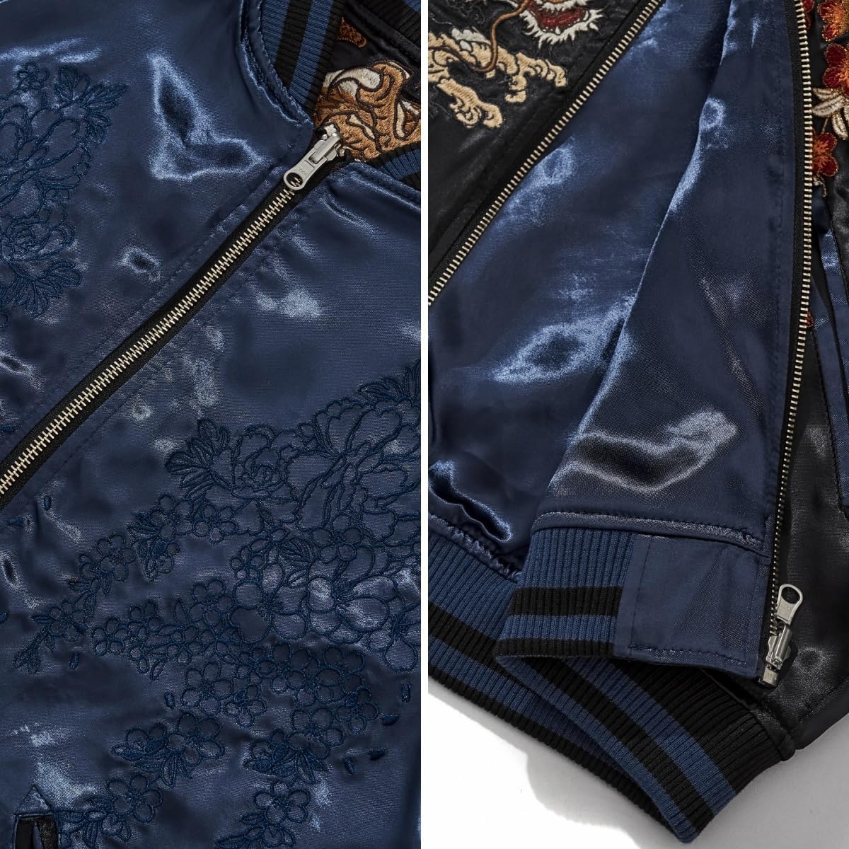 Dragon Floral Embroidery Bomber Jacket Hip Hop Casual Coat Sweetshirt