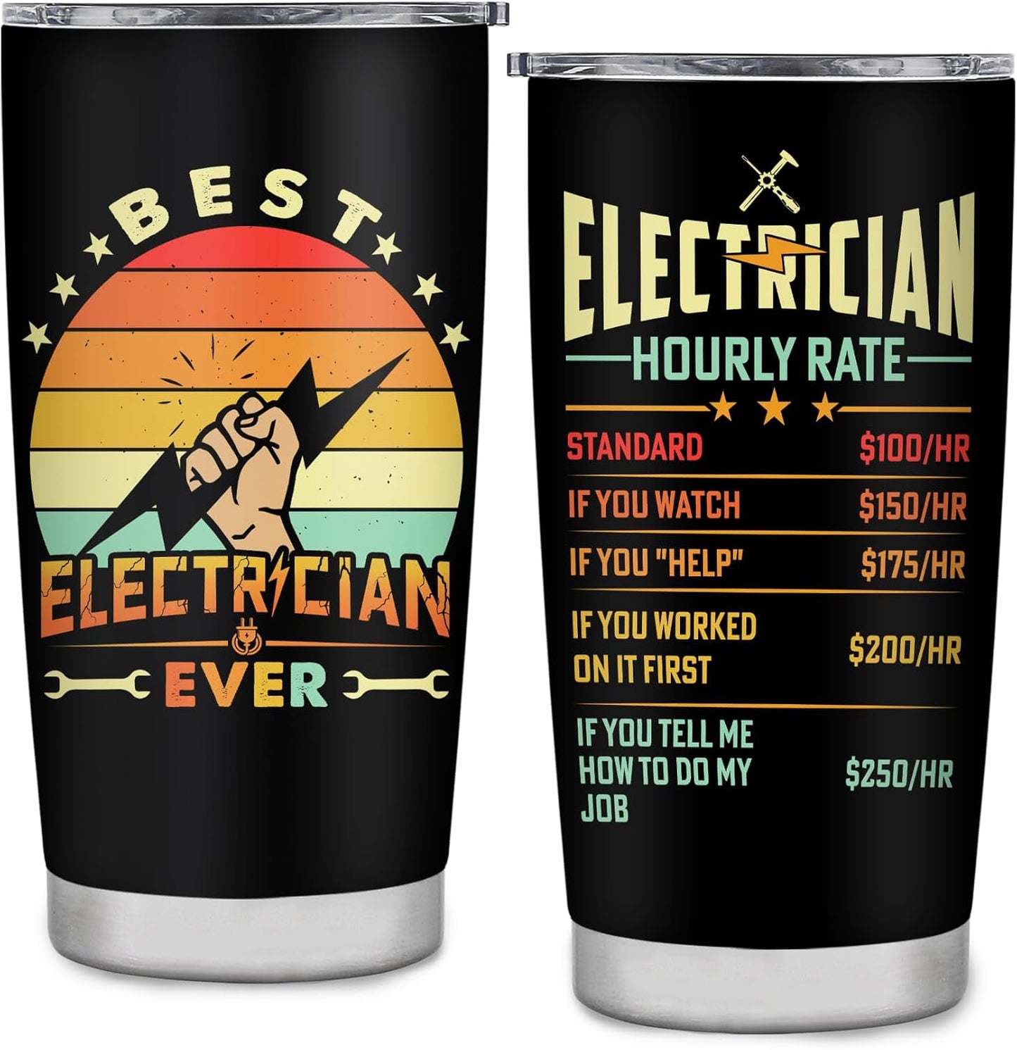 Welder It's Like Sewing with Fire 20 Oz Stainless Steel Tumbler Gift Electrician Gifts-Black