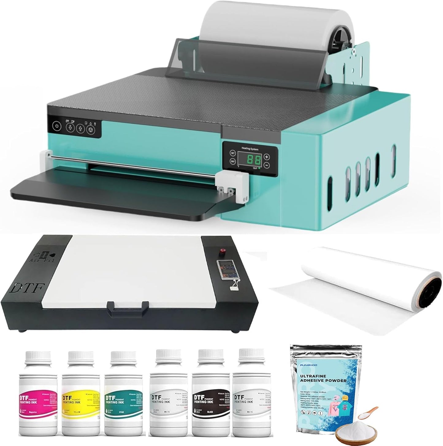 PUNEHOD R1390 A3 DTF Printer Bundles For Small Bussiness Beginners A4 Printer with oven