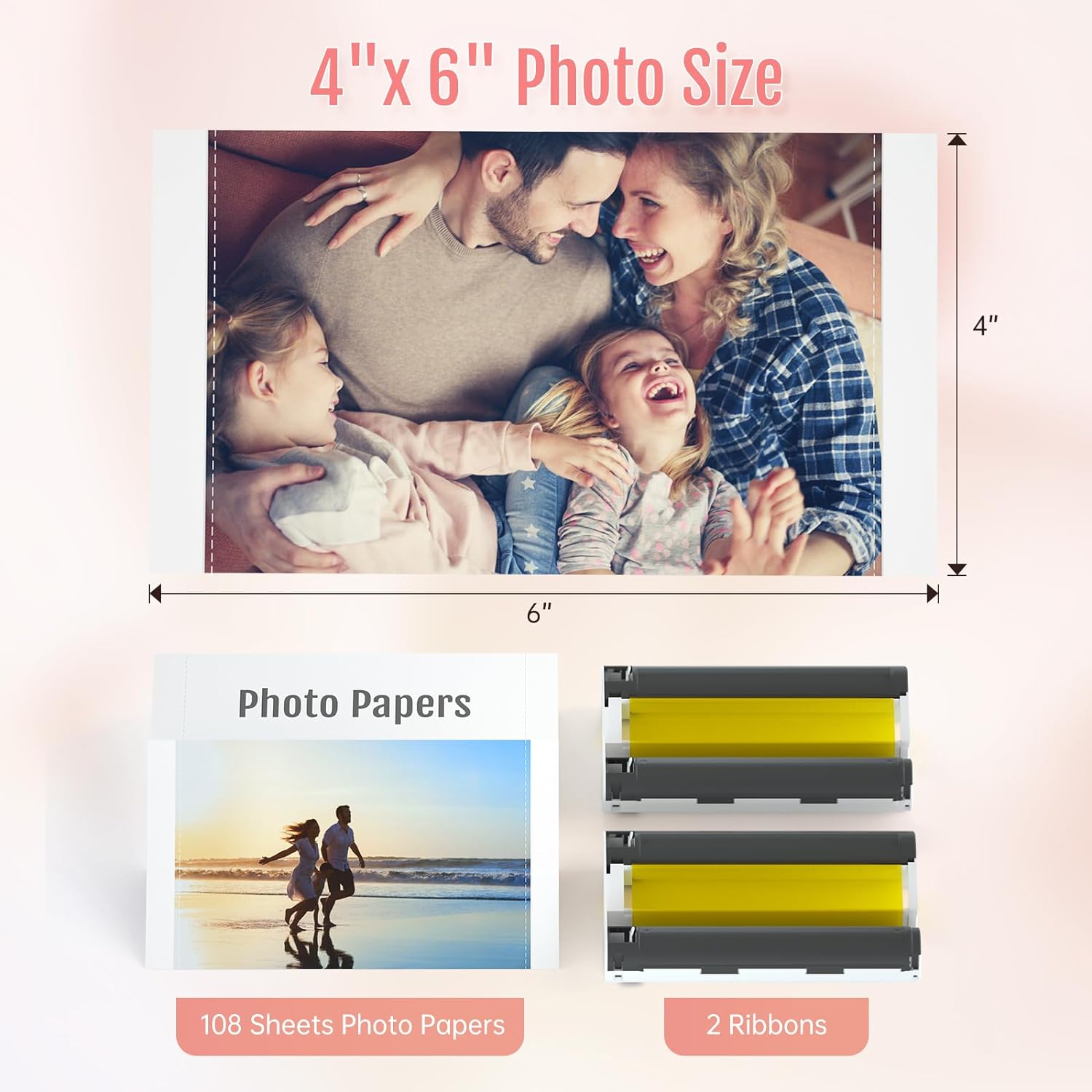4X 6 Photo Paper 54 Sheets with Ribbons Color Ink - Colorsprinter