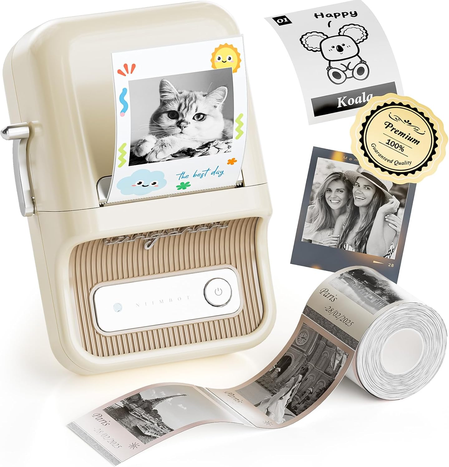 Portable 300DPI Thermal Photo Label Printer 50x30 Mm Notes Photos White