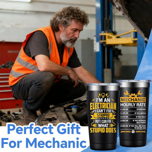 I'm a Mechanic I Can't Fix Stupid Tumbler Cup Funny Coffee Mug Gift
