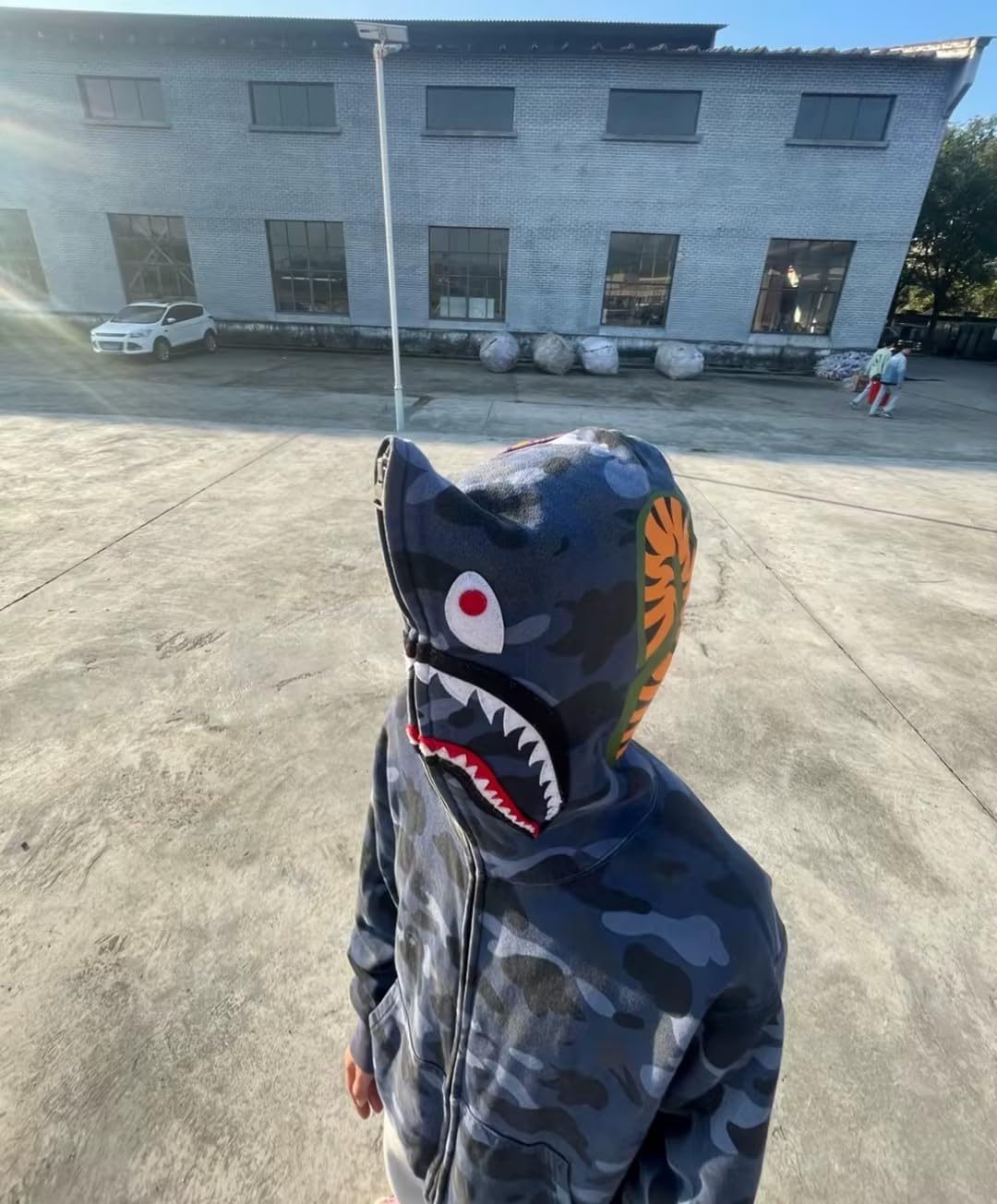 Unisex Shark Embroidery Y2k Zip Up Hoodie Couple Sweatshirts Jacket Asian Size