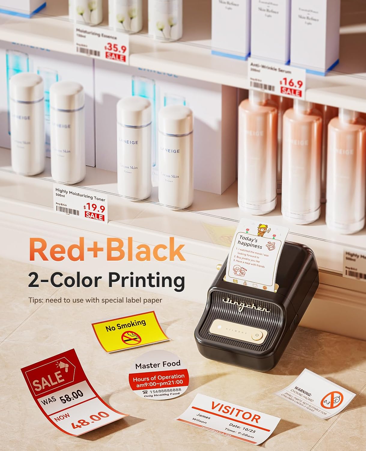 Portable 300DPI Thermal Photo Label Printer 50x30 Mm Notes Photos - Colorsprinter