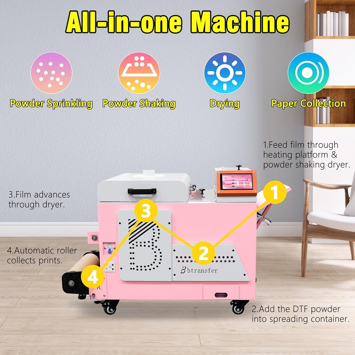 Pink XP600 DTF Printer Bundle with Shaking Dryer Machine