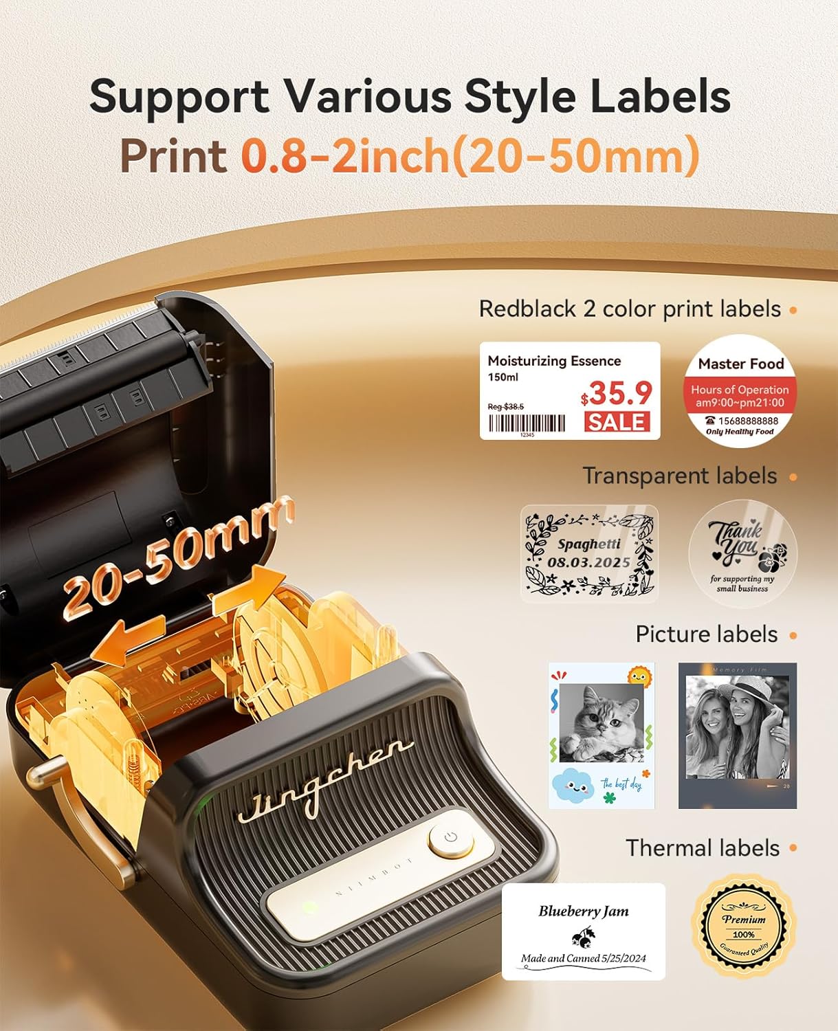 Portable 300DPI Thermal Photo Label Printer 50x30 Mm Notes Photos - Colorsprinter