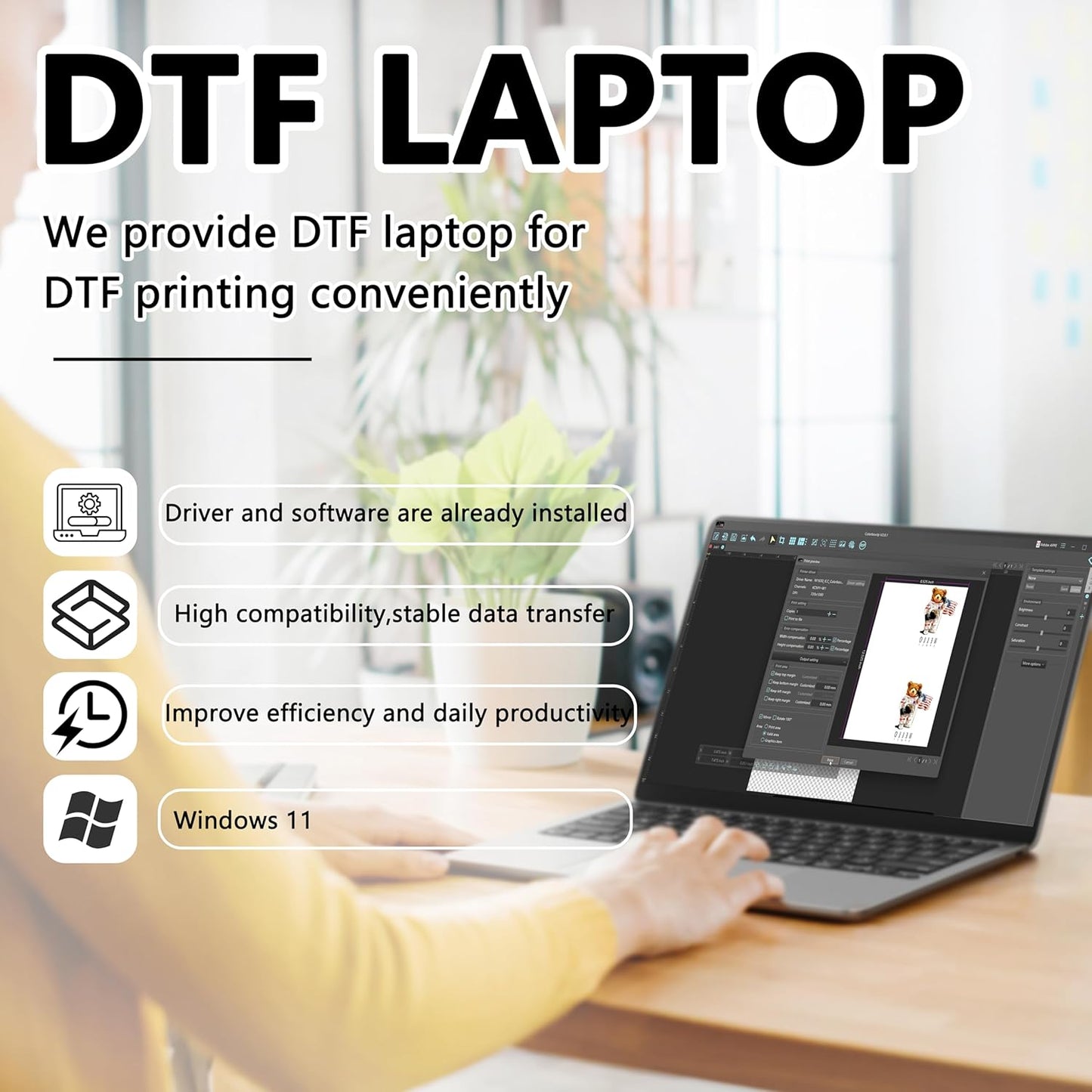 Pink M1630 Pro A3 DTF Printer Bundle with Oven,Laptop,Supplies