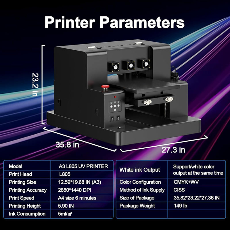 A3 UV Printer XP600 UV Flatbed DTF Printer Inkjet Printing Machine