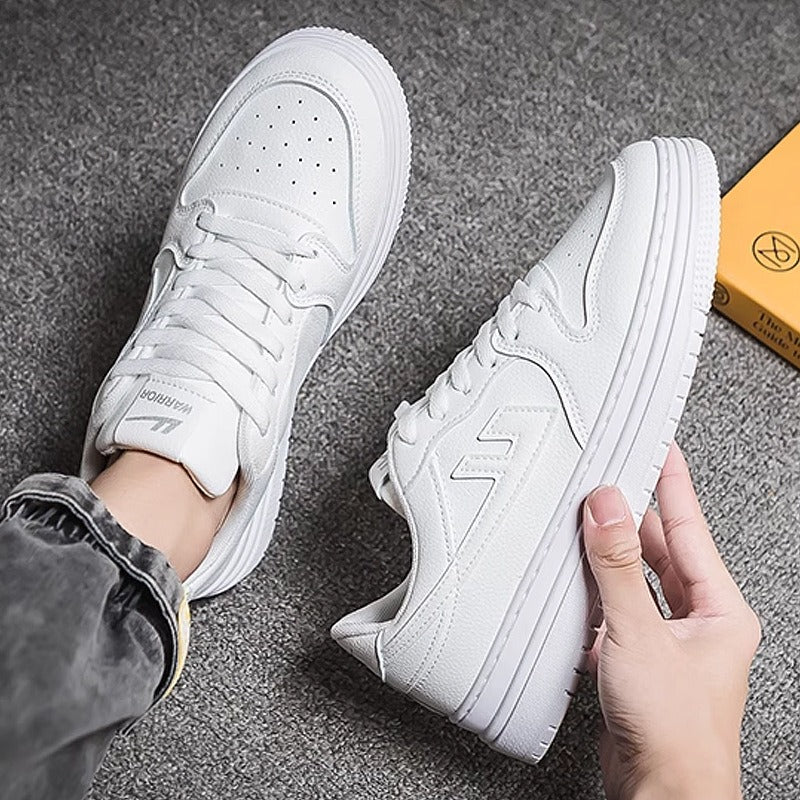 Blank White Leather Low Top Sneakers Custom Basketball Shoes Unisex