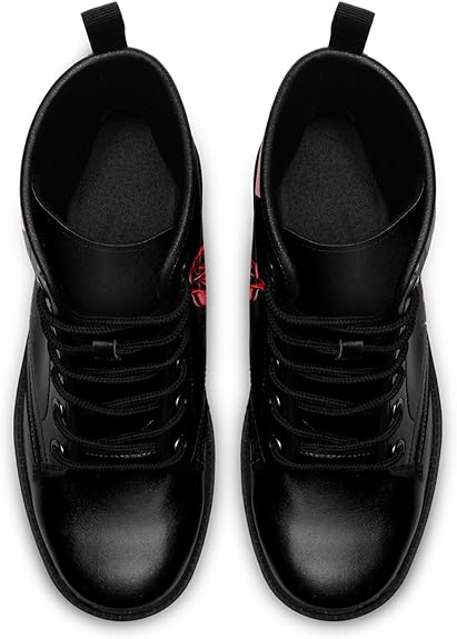 Forever Love Skull Hand Rose Leather Motorcycle Hunting Boots Shoes