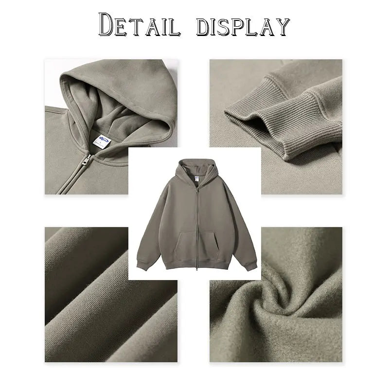 Custom Unisex Women Men Blank Cotton Zip Up Wholesale Fleece Hoodie