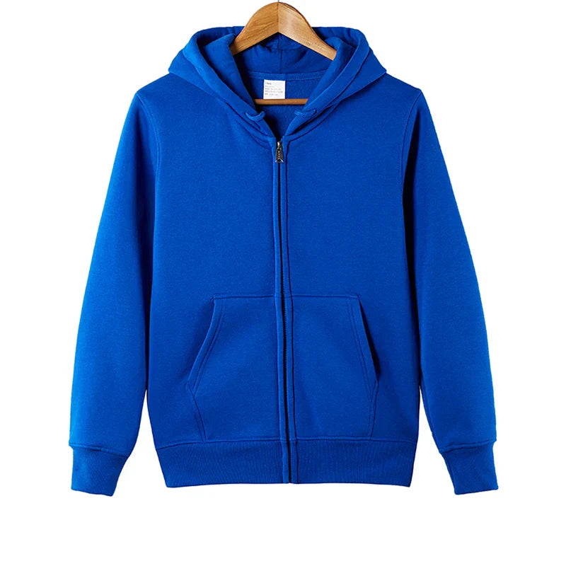 Custom Women Men Wholesale Smart Zip Up Smart Blank Black Hoodies Blue