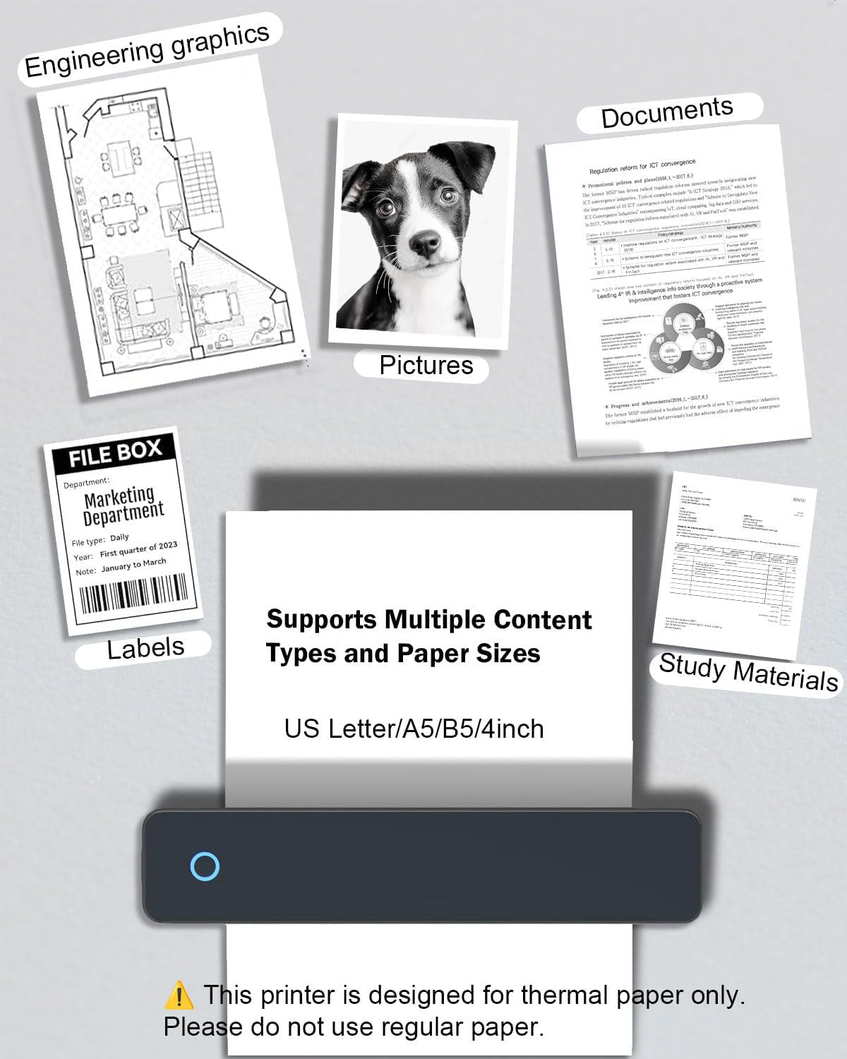 Portable Wireless Mobile A4 Mini Thermal Printer - Colorsprinter