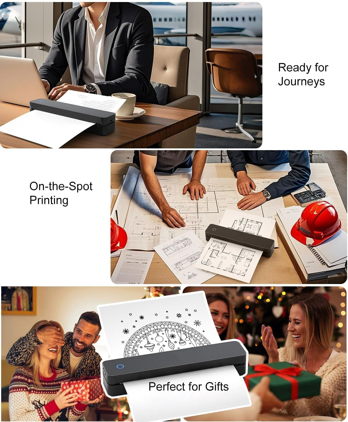 Portable Wireless Mobile A4 Mini Thermal Printer
