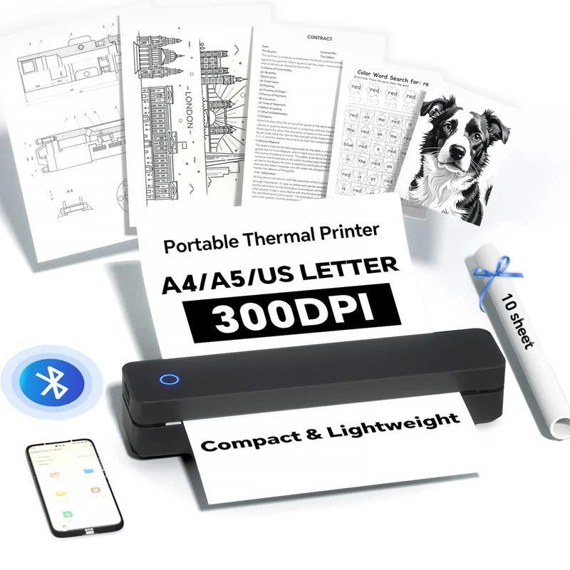 Portable Wireless Mobile A4 Mini Thermal Printer