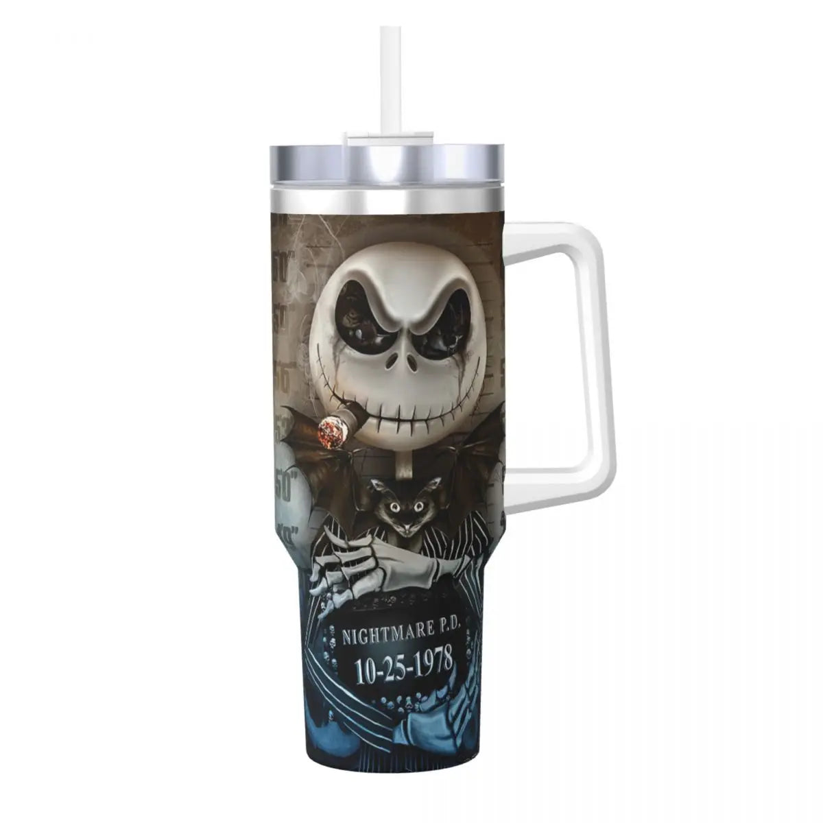 Nightmare Before Christmas Stainless Steel Tumbler Cartoon Driving Mugs Cup 40oz Thermal Cups Cold and Hot Milk Tea Water Bottle 1000-1500ml 9