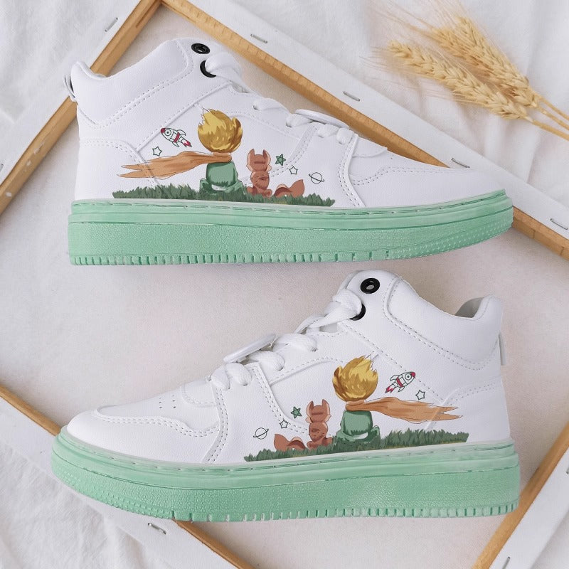 Blank Men Women White High Top Basketball Sneakers Girls Running Shoes - Colorsprinter