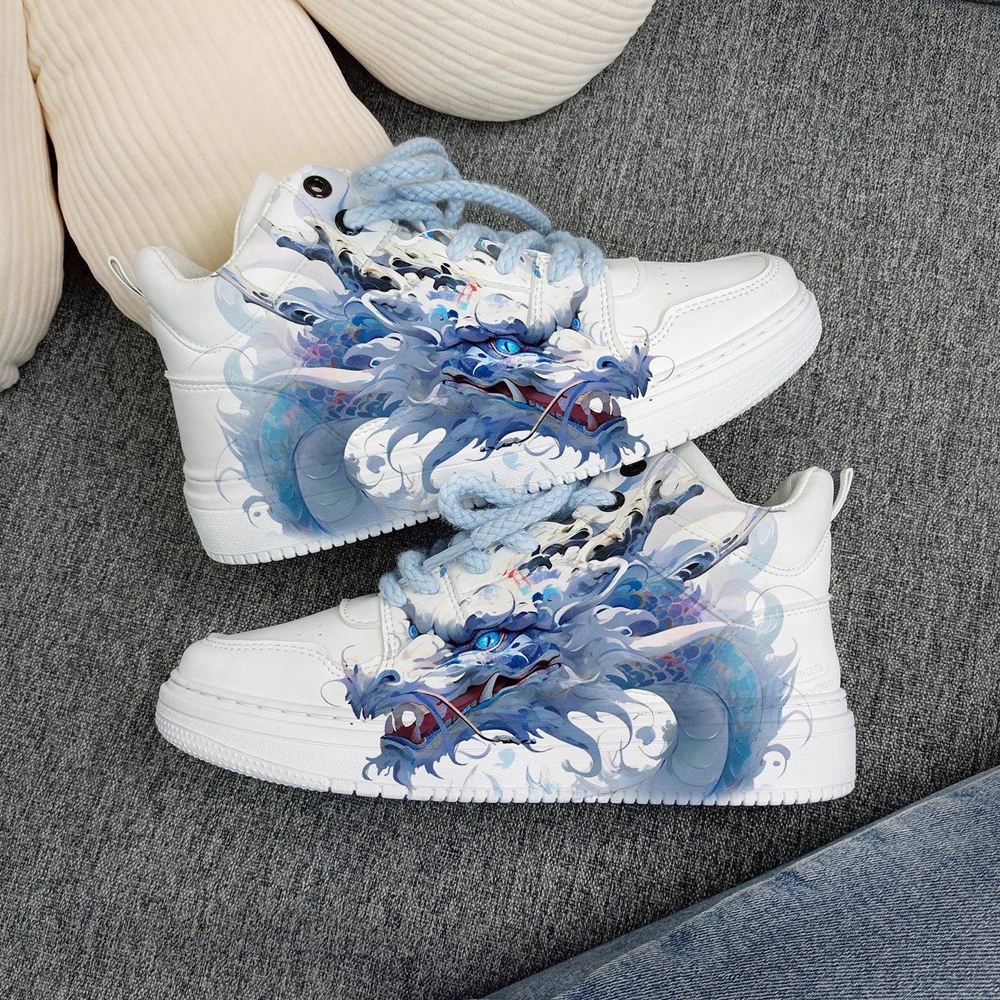 Blank Men Women White High Top Basketball Sneakers Girls Running Shoes - Colorsprinter