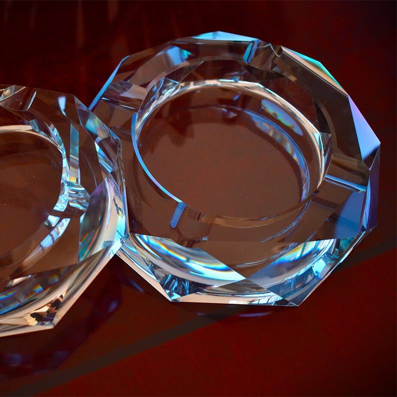 Blank Personalized Vintage Glass Crystal Ashtray Antique Cigar Blank