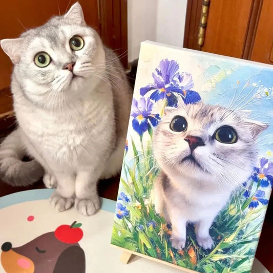 Personalized Cat Portrait Oil Painting Pet Funny Cat Love Gifts