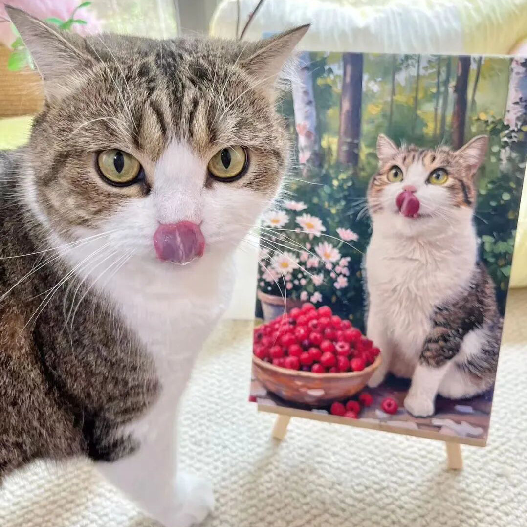 Personalized Cat Portrait Oil Painting Pet Funny Gifts For Cat Owners
