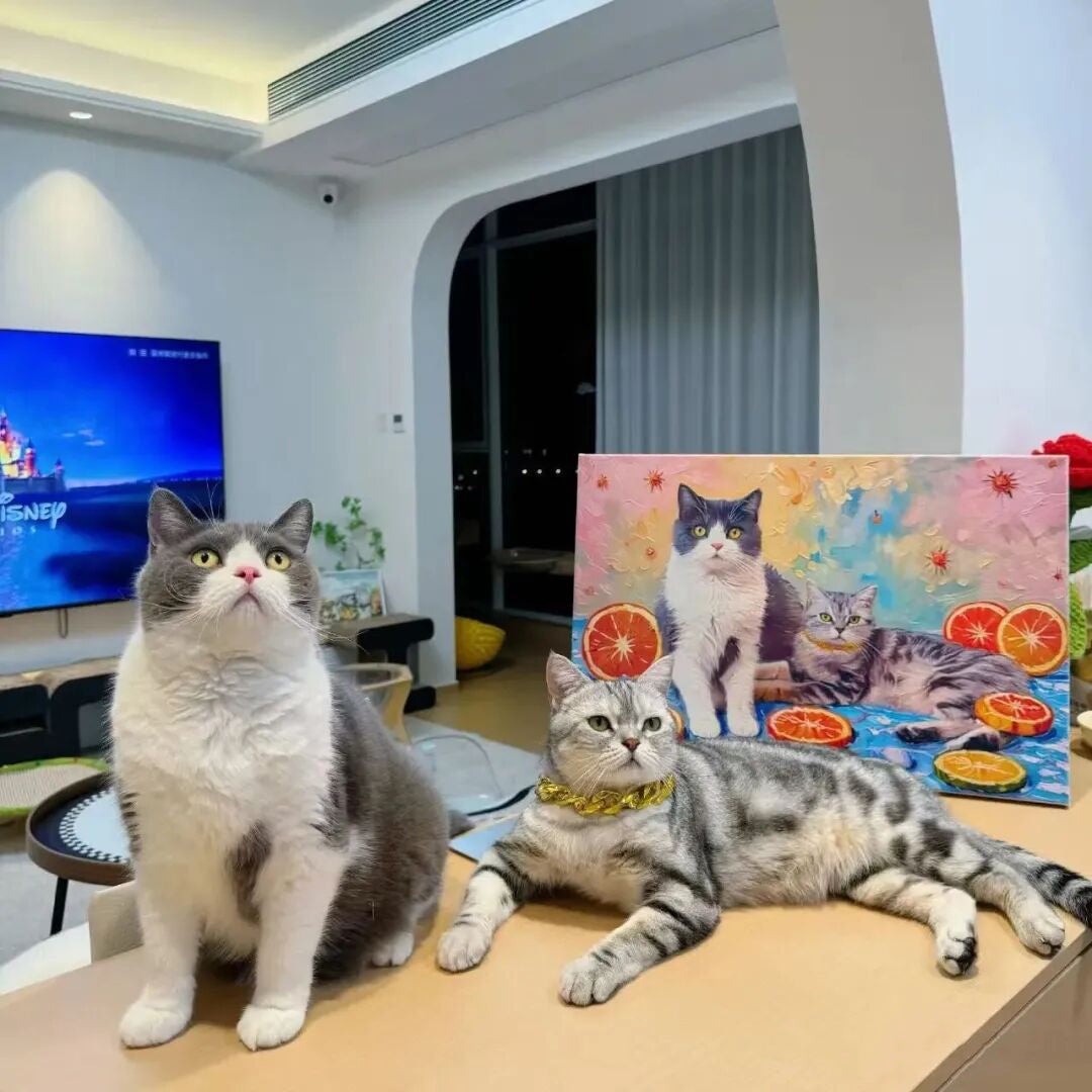 Personalized Cat Portrait Oil Painting Pet Funny Gifts For Cats