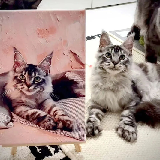 Personalized Cat Portrait Oil Painting Pet Funny Cat Mom Gifts