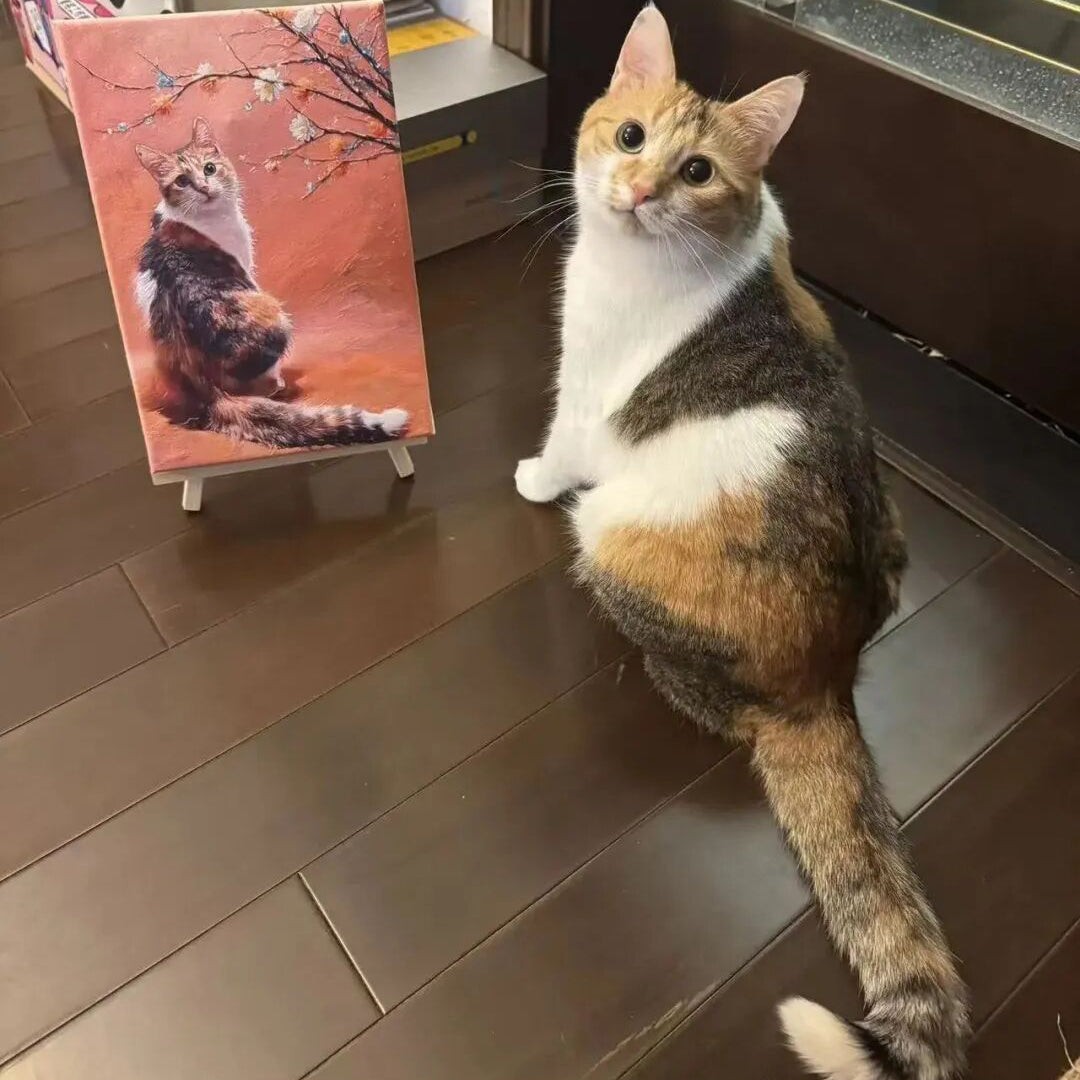 Personalized Cat Portrait Oil Painting Pet Funny Cat Dad Gifts