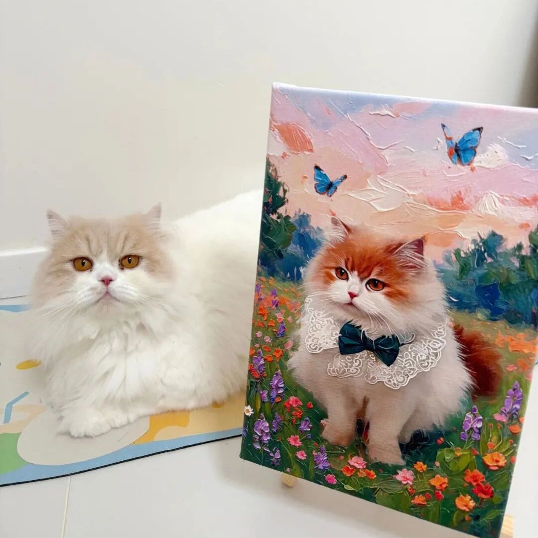 Personalized Cat Portrait Oil Painting Pet Funny Gifts For Cats