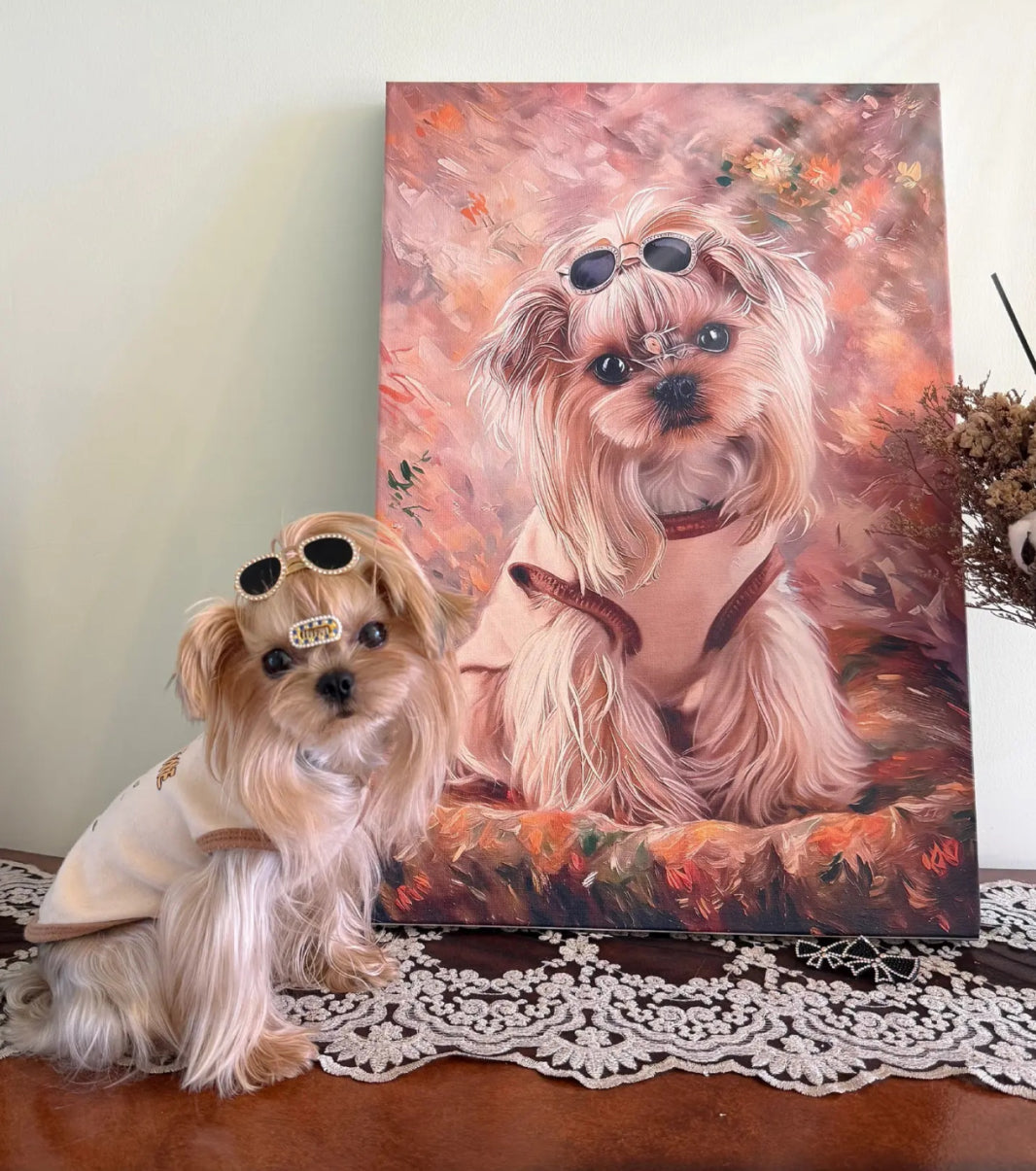 Personalized Dog Portrait Oil Painting Funny Pet Dog Memorial Gifts