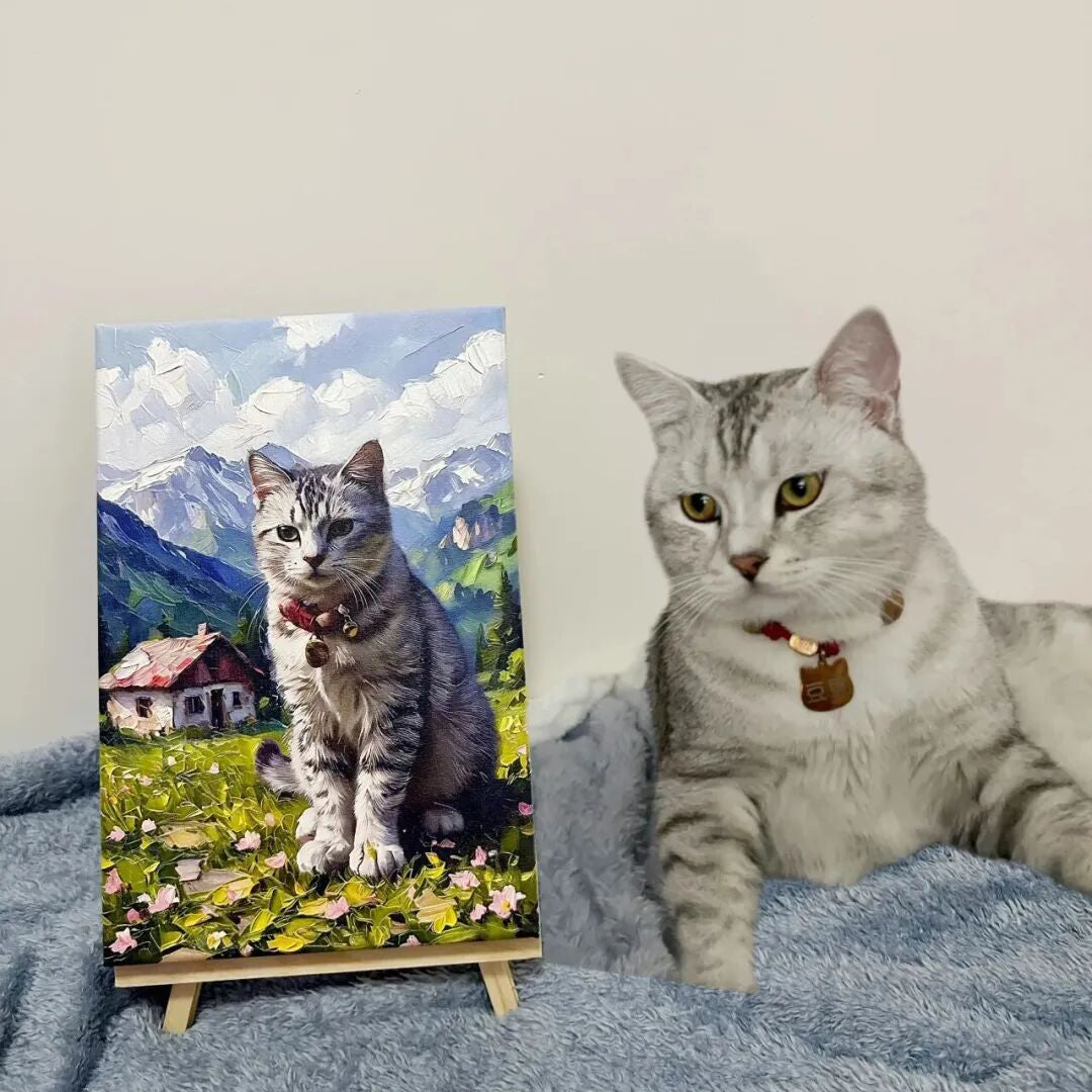 Personalized Cat Portrait Oil Painting Funny Pet Cat Gifts For Women