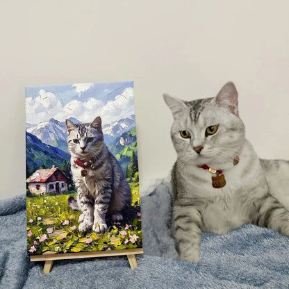 Personalized Cat Portrait Oil Painting Funny Gift For Cat Lover
