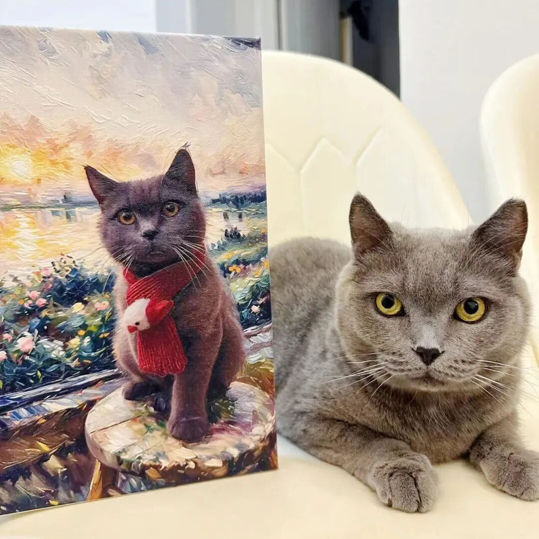 Personalized Cat Portrait Oil Painting Funny Pet Cat Gifts For Women