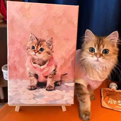 Personalized Cat Portrait Oil Painting Pet Funny Xmas Gifts For Cats
