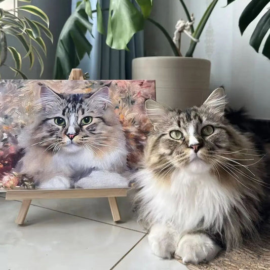 Personalized Cat Portrait Oil Painting Pet Funny Custom Cat Gifts