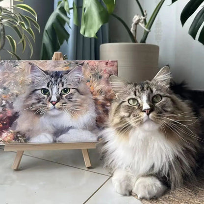 Personalized Cat Portrait Oil Painting Funny Gift For Cat Lover