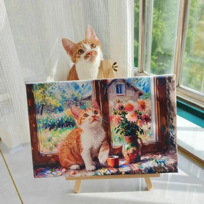 Personalized Cat Portrait Oil Painting Pet Funny Cat Christmas Gifts